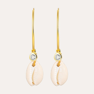 Pendientes chapados en oro de 18 quilates con concha natural