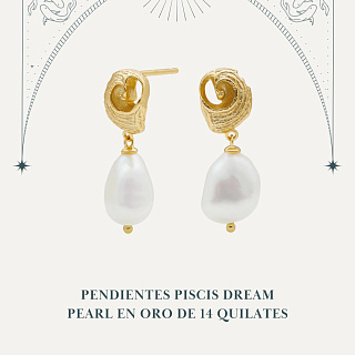 Pendientes chapados en oro de 14 quilates con perla natural